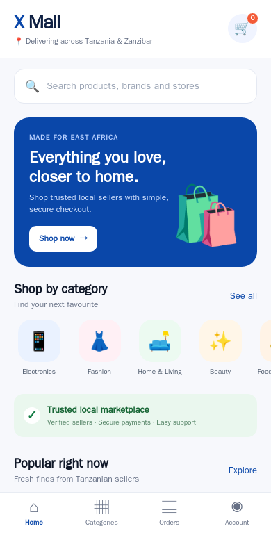Screenshot of X Mall — online marketplace